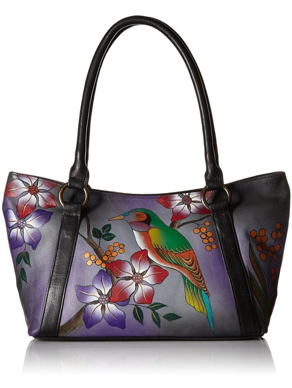 ✨️NWT✨️ Anna By Anuschka Hand Painted Floral & Bird Zip Top Tote, $268 MSRP